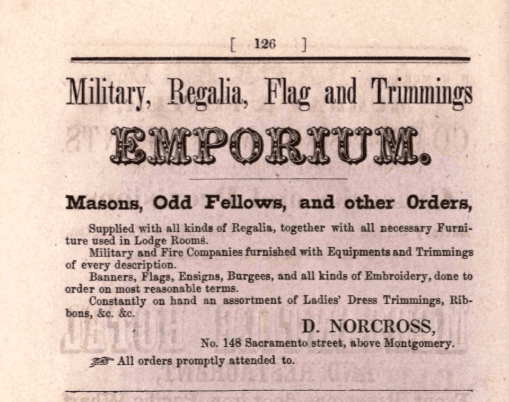 D. Norcross Masonic goods advertisement